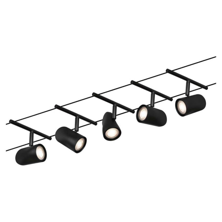 Paulmann 94469 - Kit complet 5xGU5,3/10W, système sur câble CUP 230V, noir