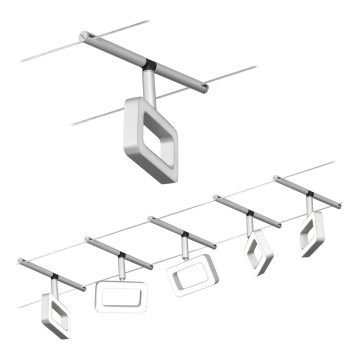 Paulmann 94481 - Kit 5x LED, 4,8 W — système complet à câbles FRAME 230 V, chrome mat