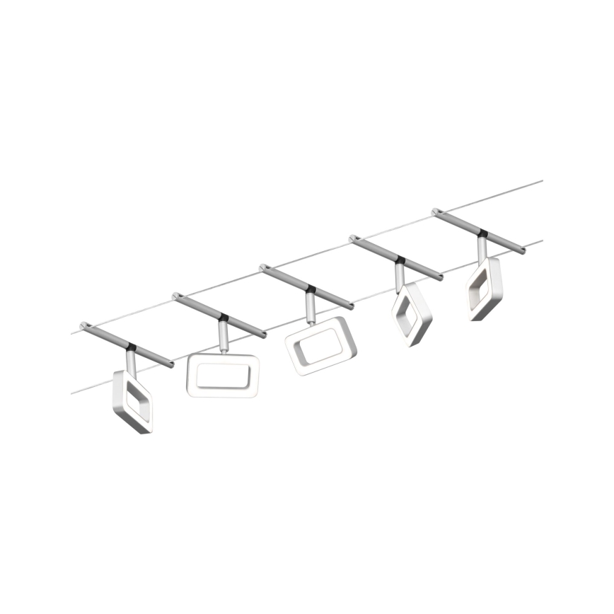 Paulmann 94481 - Kit 5x LED, 4,8 W — système complet à câbles FRAME 230 V, chrome mat