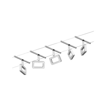 Paulmann 94481 - Kit 5x LED, 4,8 W — système complet à câbles FRAME 230 V, chrome mat