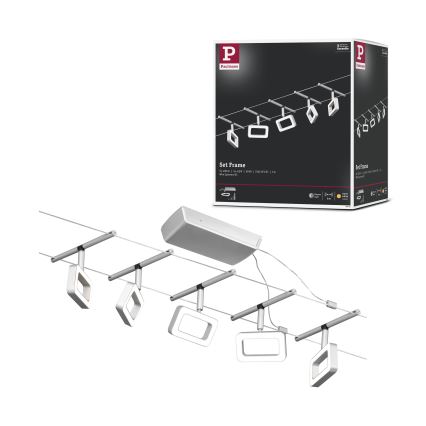 Paulmann 94481 - Kit 5x LED, 4,8 W — système complet à câbles FRAME 230 V, chrome mat