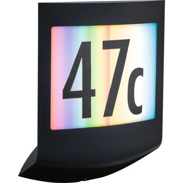 Paulmann 94513 - LED RGBW/8,2W IP44 Applique pour numéro de maison à intensité réglable avec détecteur de mouvement et détecteur crépusculaire PADEA 230V anthracite