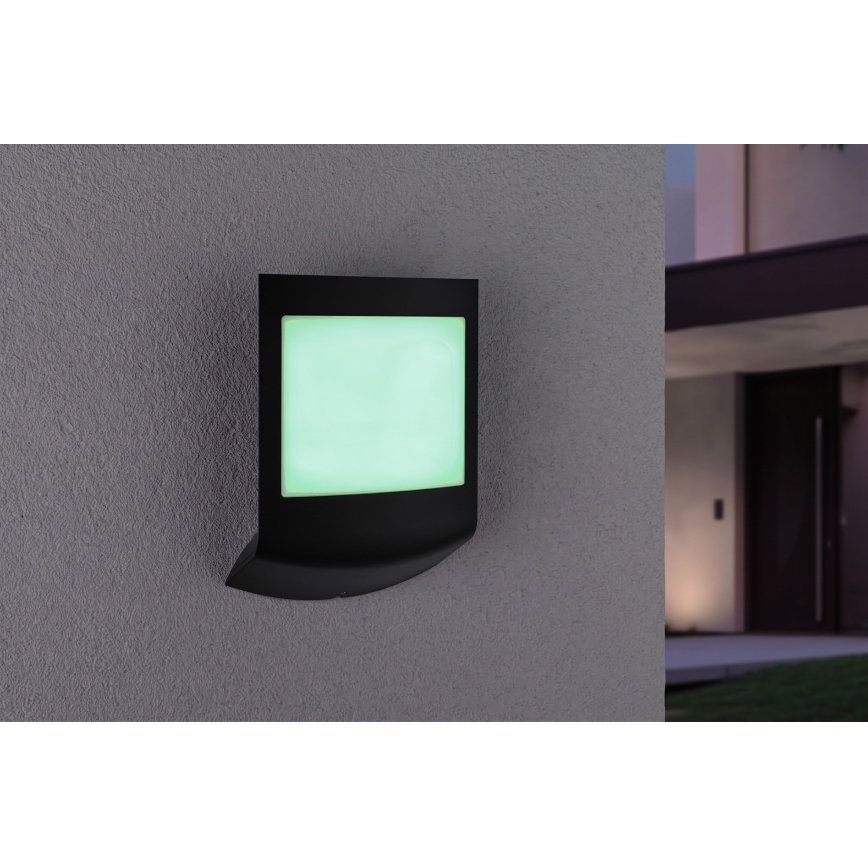 Paulmann 94513 - RGBW LED/8,2W IP44 Applique murale d'extérieur dimmable avec détecteur de mouvement et capteur crépusculaire PADEA 230V anthracite
