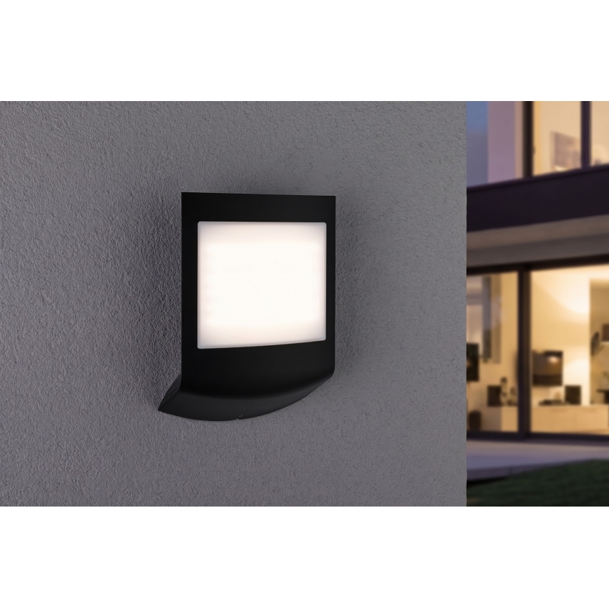 Paulmann 94513 - RGBW LED/8,2W IP44 Applique murale d'extérieur dimmable avec détecteur de mouvement et capteur crépusculaire PADEA 230V anthracite