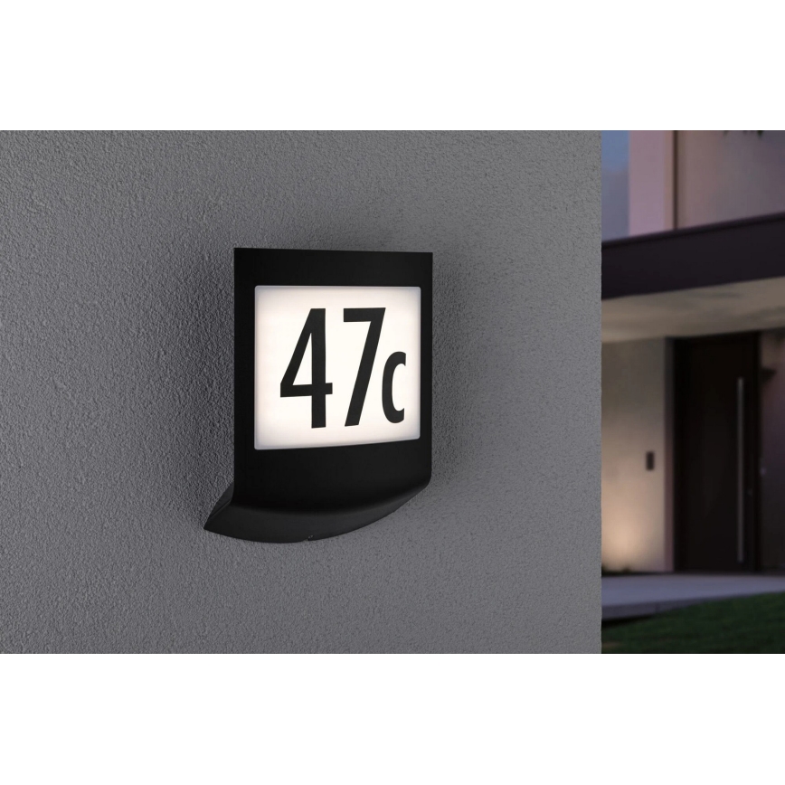 Paulmann 94513 - LED RGBW/8,2W IP44 Applique pour numéro de maison à intensité réglable avec détecteur de mouvement et détecteur crépusculaire PADEA 230V anthracite
