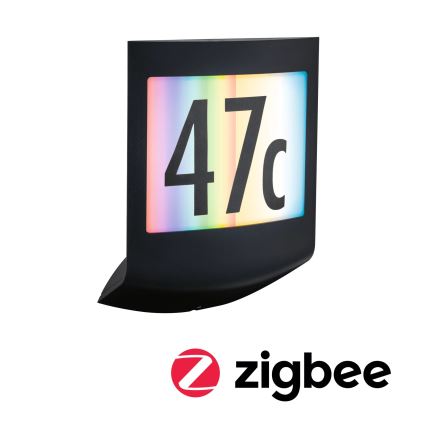 Paulmann 94513 - LED RGBW/8,2W IP44 Applique pour numéro de maison à intensité réglable avec détecteur de mouvement et détecteur crépusculaire PADEA 230V anthracite