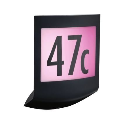 Paulmann 94513 - LED RGBW/8,2W IP44 Applique pour numéro de maison à intensité réglable avec détecteur de mouvement et détecteur crépusculaire PADEA 230V anthracite