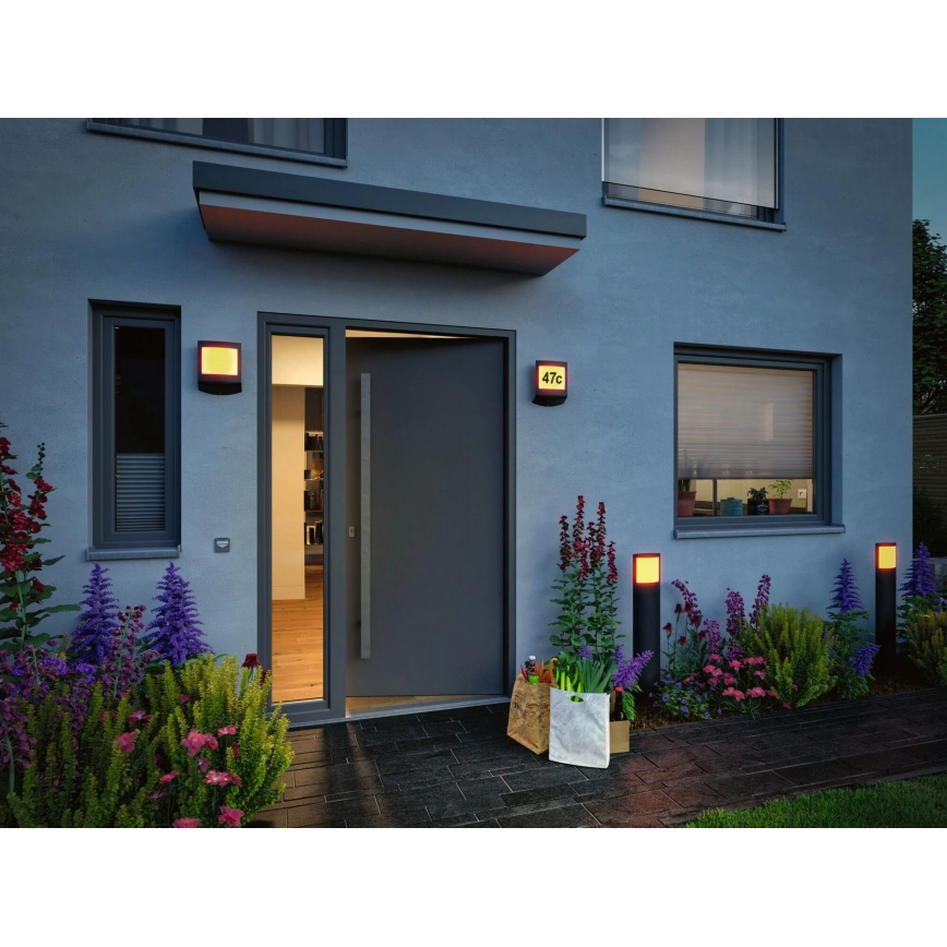 Paulmann 94515 - LED/8,5W IP44 Luminaire pour numéro de maison dimmable avec détecteur de mouvement et capteur crépusculaire PADEA 230V anthracite