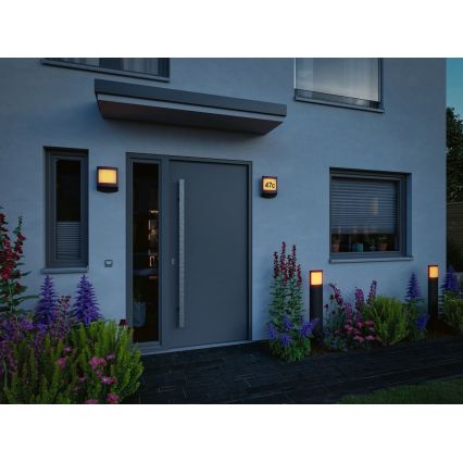 Paulmann 94515 - LED/8,5W IP44 Luminaire pour numéro de maison dimmable avec détecteur de mouvement et capteur crépusculaire PADEA 230V anthracite