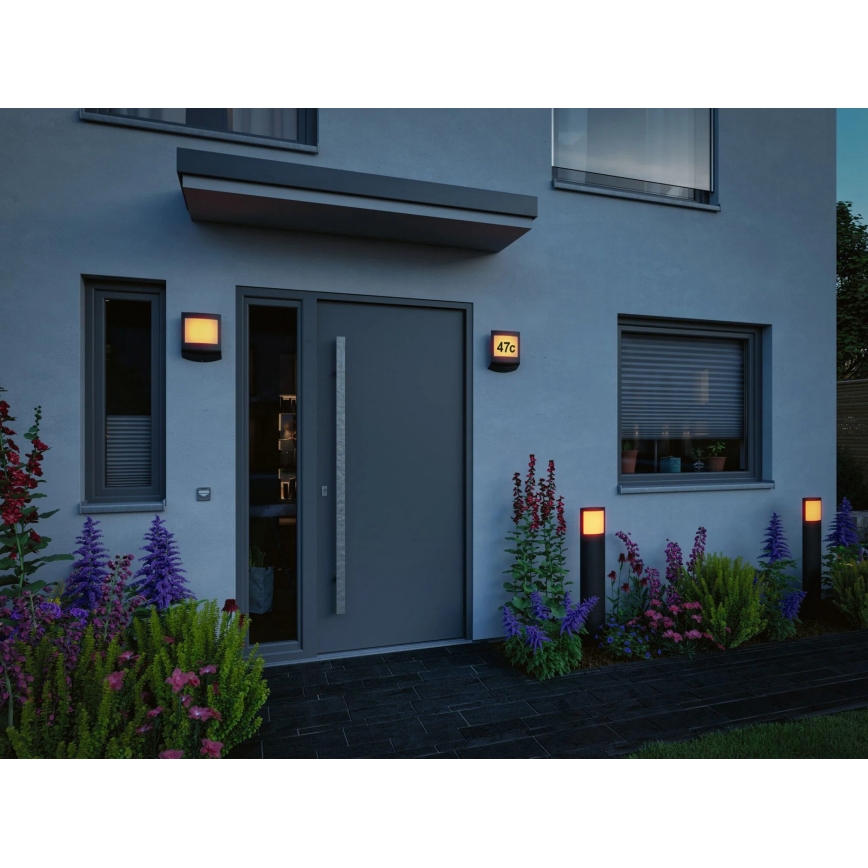 Paulmann 94515 - LED/8,5W IP44 Luminaire pour numéro de maison dimmable avec détecteur de mouvement et capteur crépusculaire PADEA 230V anthracite