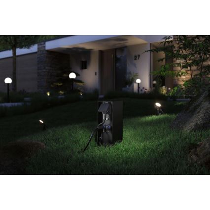 Paulmann 94701 -Colonne de prises extérieur avec détecteur crépusculaire RIO 2Z SCHUKO 230V IP44