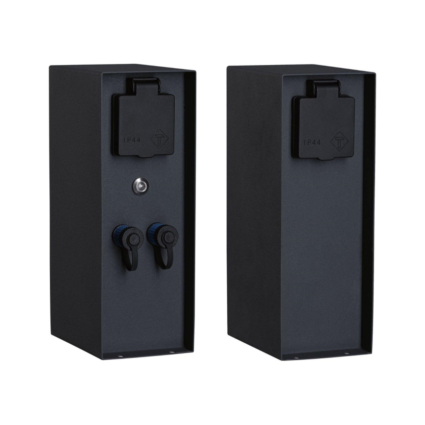 Paulmann 94701 -Colonne de prises extérieur avec détecteur crépusculaire RIO 2Z SCHUKO 230V IP44