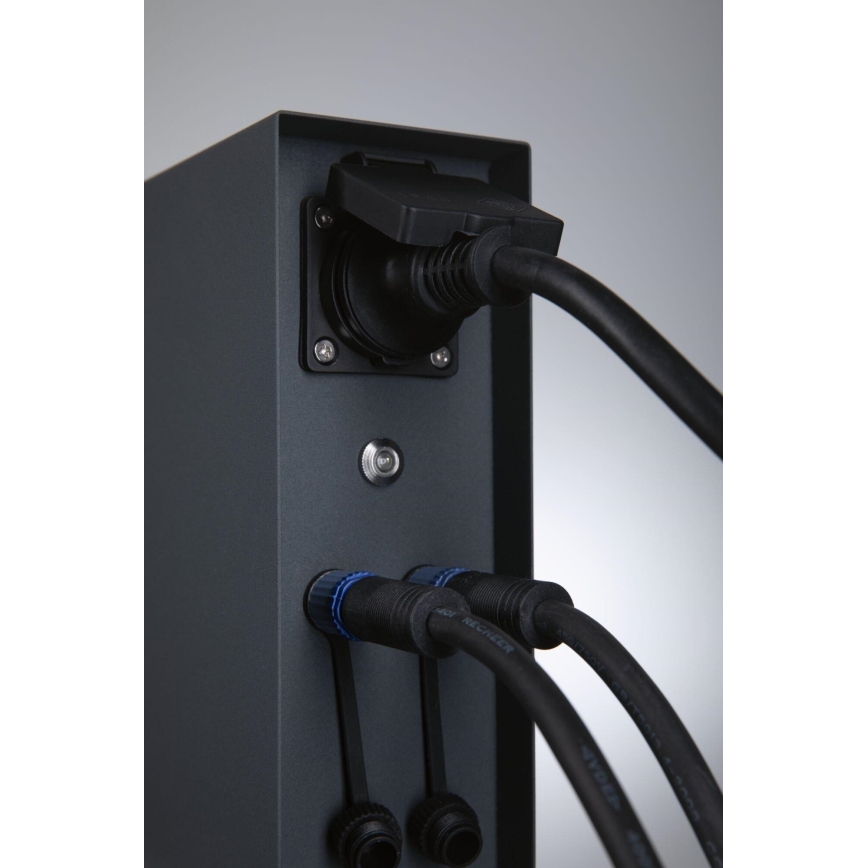 Paulmann 94701 -Colonne de prises extérieur avec détecteur crépusculaire RIO 2Z SCHUKO 230V IP44
