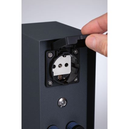 Paulmann 94701 -Colonne de prises extérieur avec détecteur crépusculaire RIO 2Z SCHUKO 230V IP44