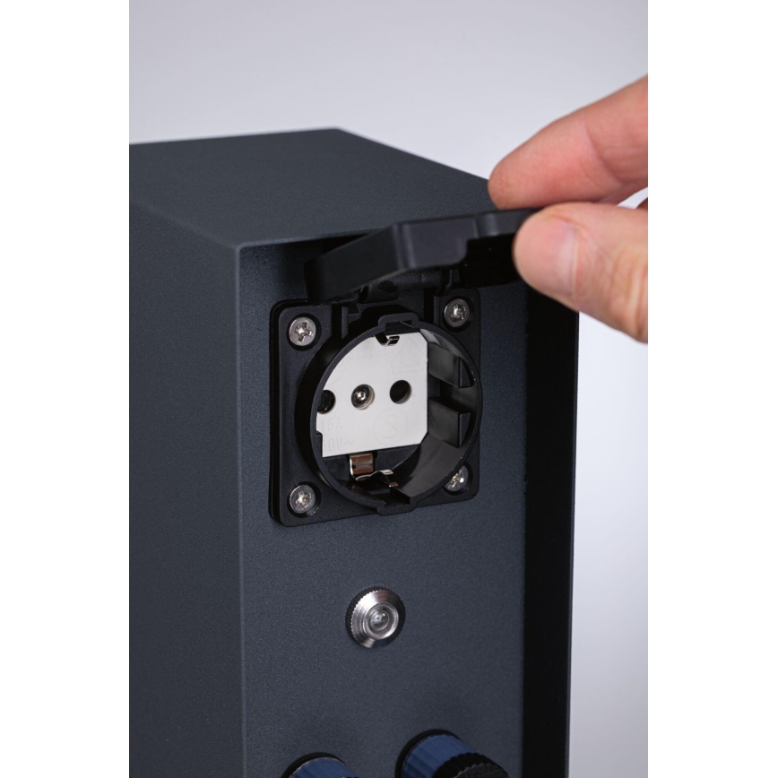 Paulmann 94701 -Colonne de prises extérieur avec détecteur crépusculaire RIO 2Z SCHUKO 230V IP44