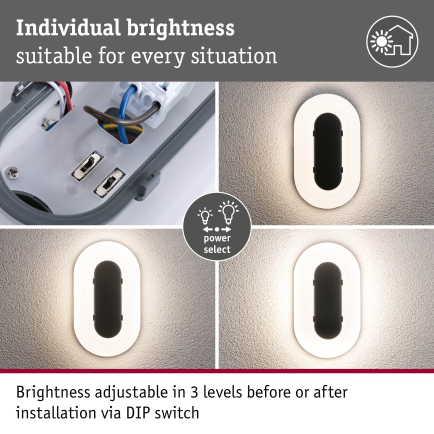 Paulmann 94957 - LED/18,5W IP65 Dimmable applique murale extérieure ELUNOR 230V 2200/3000/4000K anthracite
