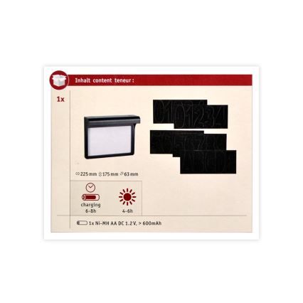 Paulmann 95388 - LED/0,05W IP44 Numéro de maison solaire avec détecteur DAYTON 4,8V