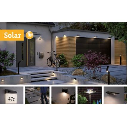Paulmann 95393 - LED/4W IP44 Applique murale solaire avec détecteur SOLVEIG 3,7V 2000 mAh