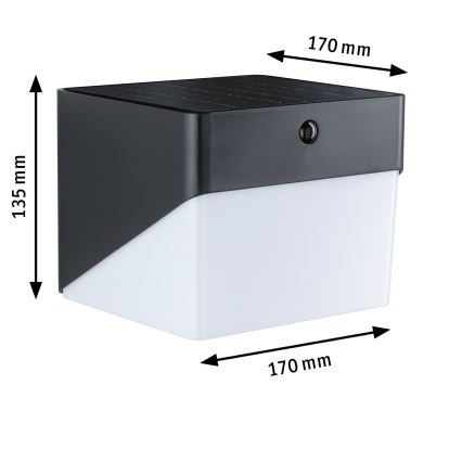 Paulmann 95746 - LED/2,3W IP44 Applique murale solaire avec détecteur EILEEN 3,7/230V 4000 mAh noir