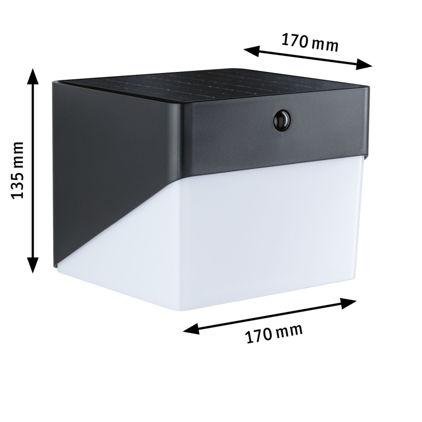 Paulmann 95746 - LED/2,3W IP44 Applique murale solaire avec détecteur EILEEN 3,7/230V 4000 mAh noir