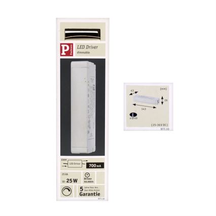 Paulmann 97733 - Transformateur LED courant constant 25W/700mA/230V