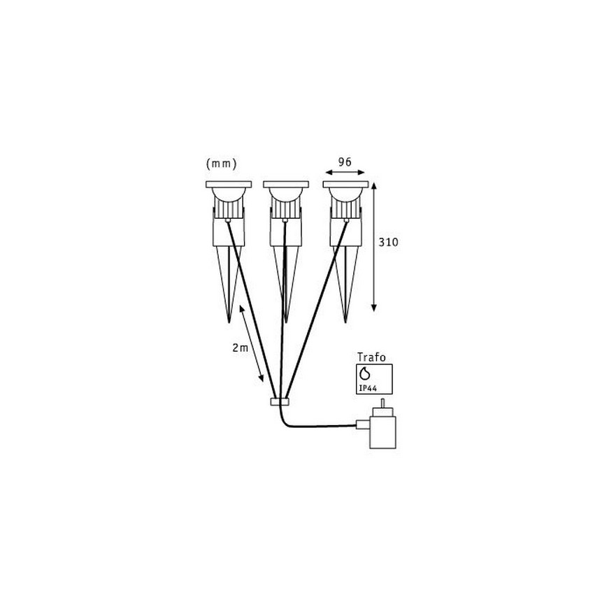 Paulmann 98845 - LOT 3x LED/3W IP65 Projecteur GARDENSPOT 230V