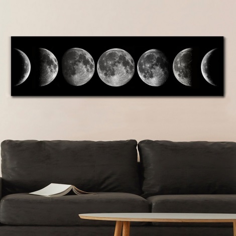 Peinture murale sur toile 50x120 cm phases de la lune