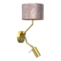 Petite lampe murale ZIGGY 1xE27/40W/230V + 1xGU10/MR11/7W rose/dorée