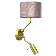 Petite lampe murale ZIGGY 1xE27/40W/230V + 1xGU10/MR11/7W rose/dorée