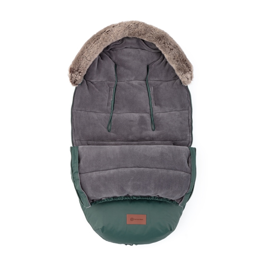 PETITE&MARS - ENSEMBLE Chancelière 4 en 1 COMFY + moufles pour poussette FURRY Kaki