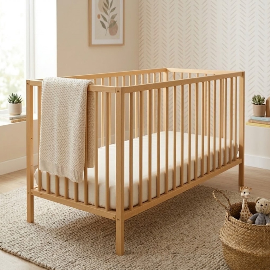 PETITE&MARS - Lit bébé + barrière de lit NELA en hêtre 120x60 cm