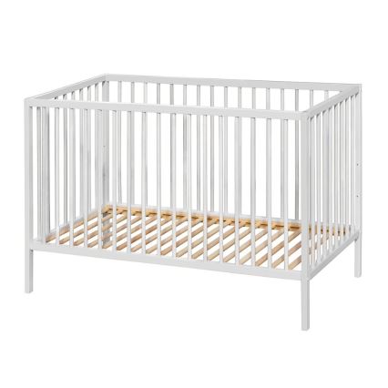 PETITE&MARS - Lit bébé + barrière de sécurité NELA BEECH 120x60 cm blanc/hêtre