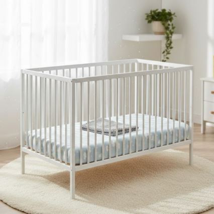 PETITE&MARS - Lit bébé NELA BEECH 120x60 cm blanc/hêtre