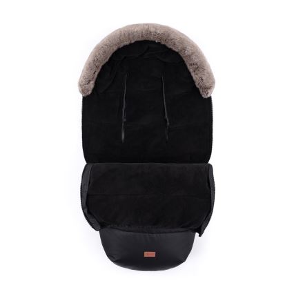 PETITE&MARS - LOT Chancelière pour bébé 4en1 COMFY + cache-mains pour poussette FURRY Forever Black