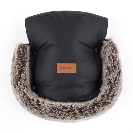 PETITE&MARS - LOT Chancelière pour bébé 4en1 COMFY + cache-mains pour poussette FURRY Forever Black