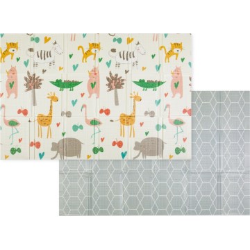 PETITE&MARS - Tapis de jeu pliable CAMPY Animals&Hexagon