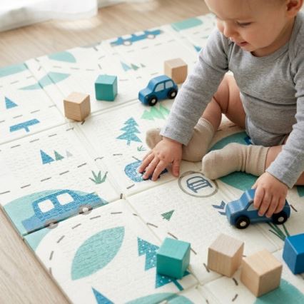 PETITE&MARS - Tapis de jeu pliable CAMPY Cars&Arabesca