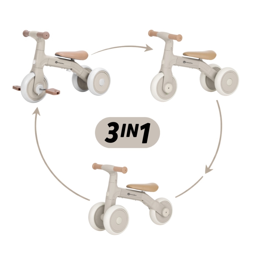 PETITE&MARS - Tricycle 3 en 1 BINGO pour enfants, blanc ivoire