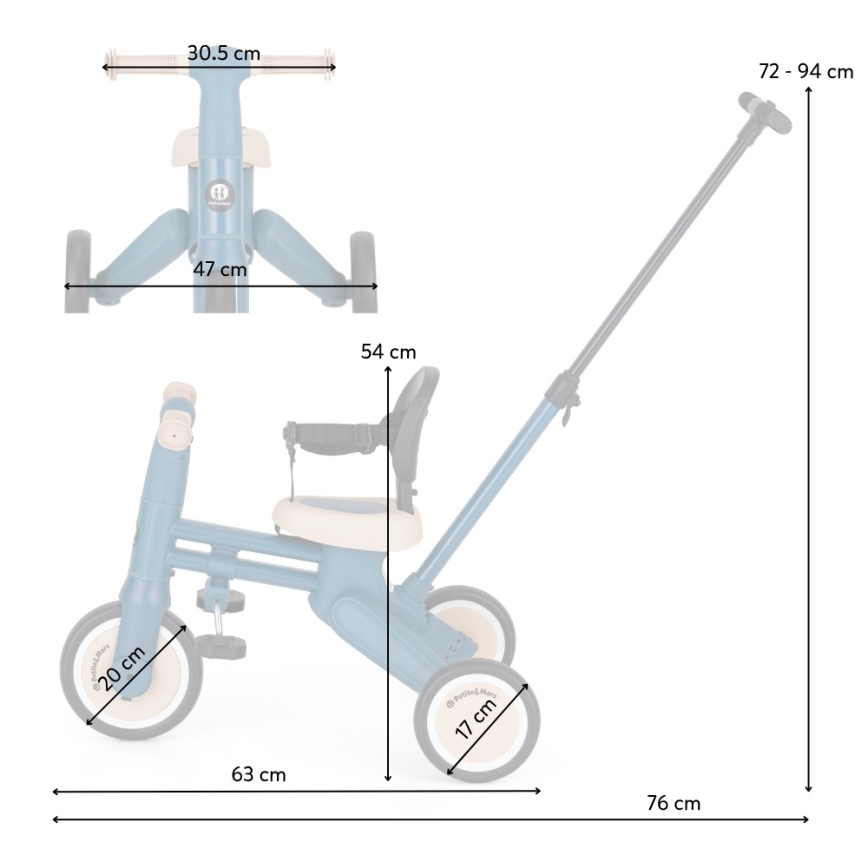 PETITE&MARS - Tricycle 4 en 1 DRIFT Bleu océan