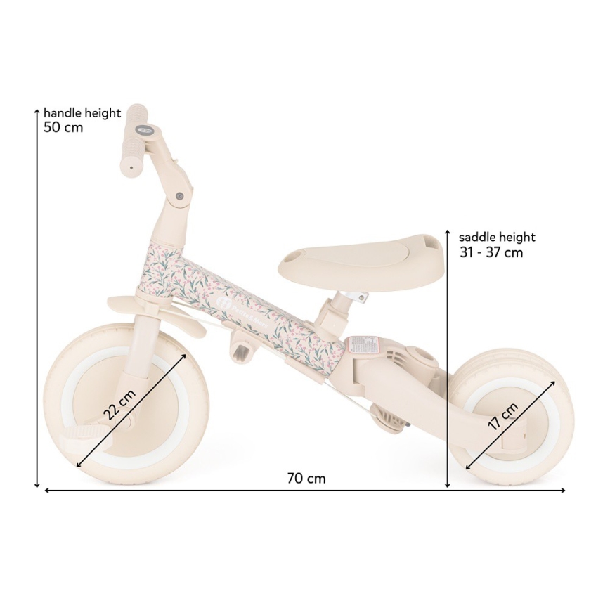 PETITE&MARS - Tricycle 5 en 1 pour enfant TURBO LIMITED Prairie Rose