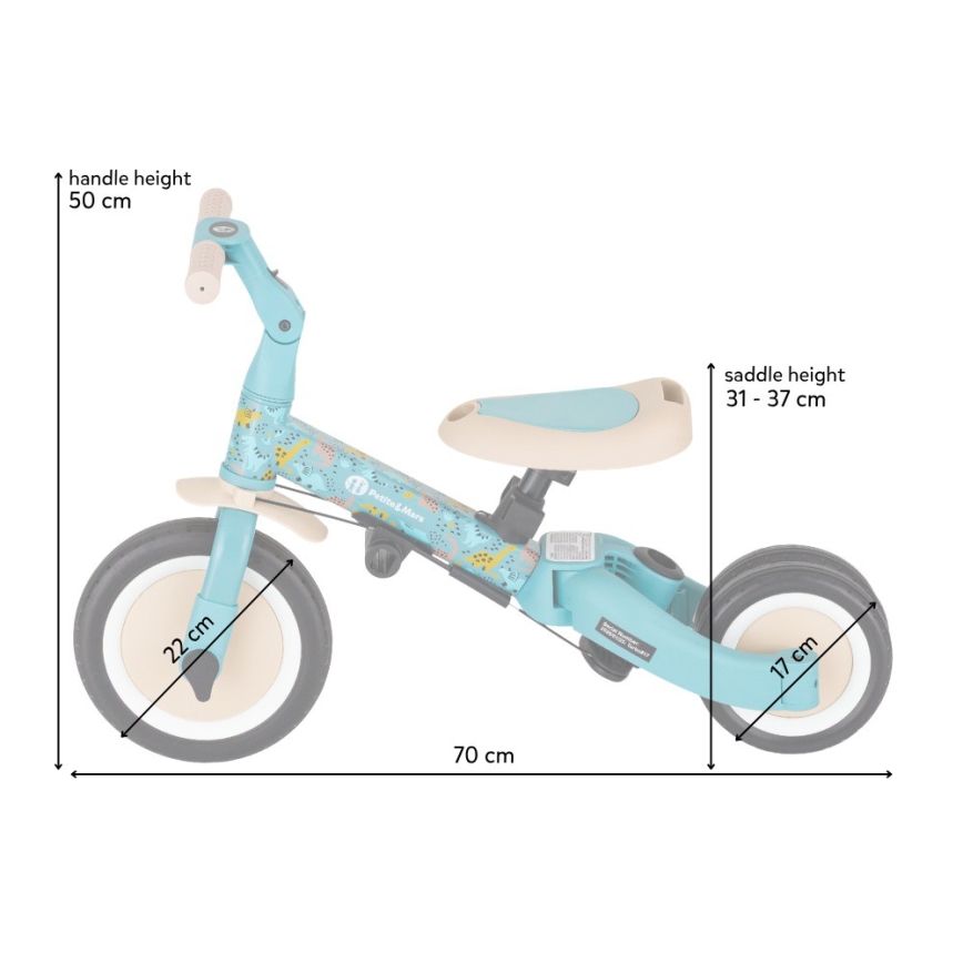 PETITE&MARS - Tricycle 5-en-1 pour enfants TURBO LIMITED Dino Park