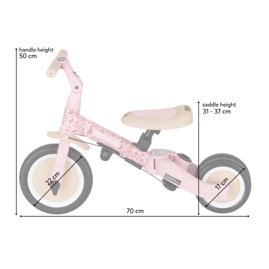 PETITE&MARS - Tricycle 5 en 1 pour enfants TURBO LIMITED Rosy Wilderness