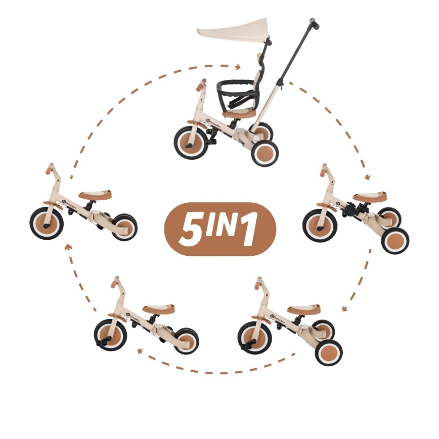 PETITE&MARS - Tricycle évolutif 5-en-1 TURBO PLUS Sable désertique