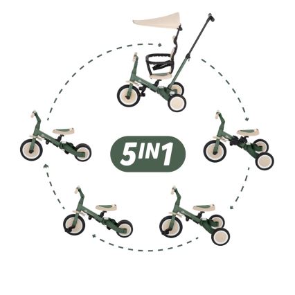 PETITE&MARS - Tricycle évolutif 5-en-1 TURBO PLUS Vert brumeux