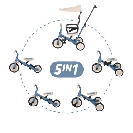 PETITE&MARS - Tricycle pour enfant 5 en 1 TURBO PLUS Bleu Océan