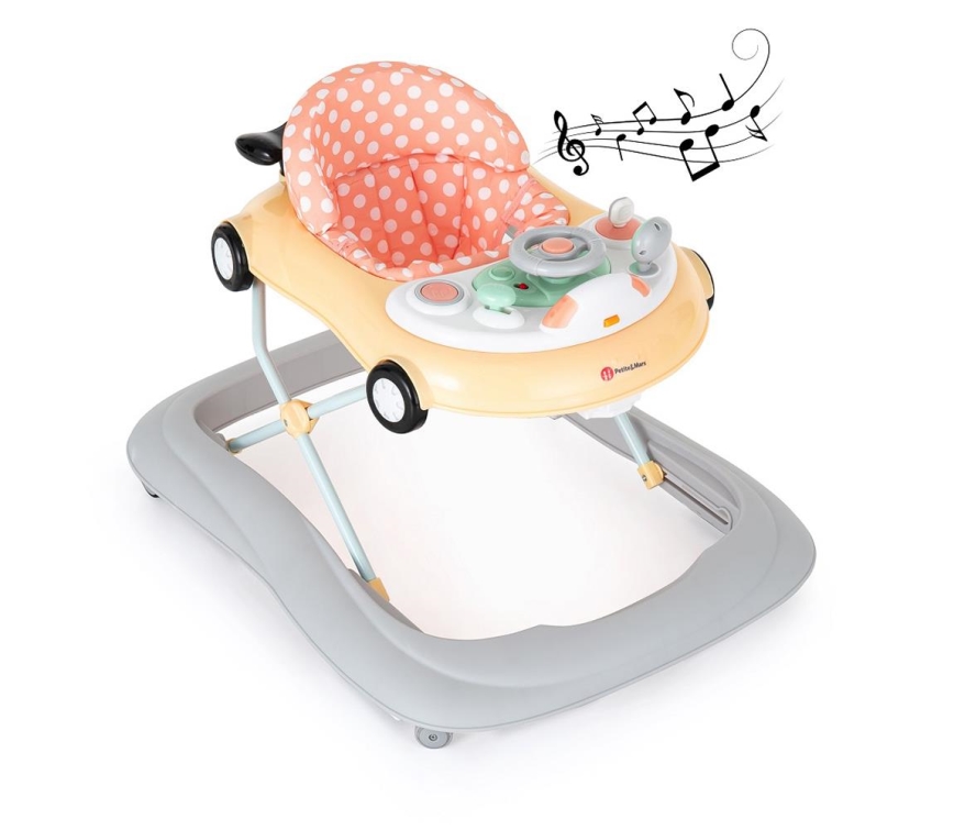 PETITE&MARS - Trotteur pour bébé avec une mélodie CABRIO 2xAA orange