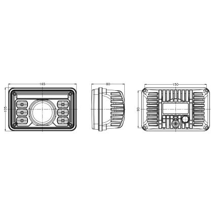 Phare avant LED pour tracteur LED/69W/10-30V IP69 5700K rectangulaire