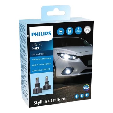Philips 11336U3022X2 - LOT 2x LED Ampoule pour voiture Ultinon Pro3022 H3 PK22s/20W/12/24V 6000K