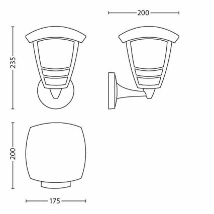 Philips - Applique murale extérieure E27/60W/230V