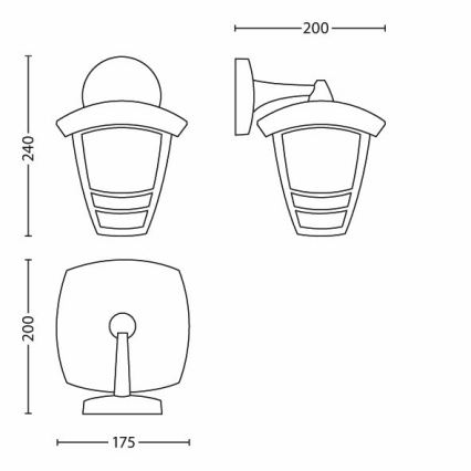 Philips - Applique murale d'extérieur 1xE27/60W/230V IP44